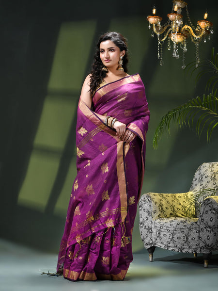 Cotton Silk Party Wear Saree Trendy Design Gulnaz Georgette Chiffon Cotton Saree (Purple)