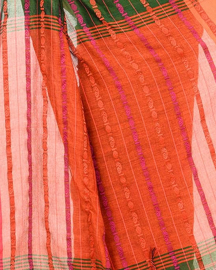 Women`s Traditional Bengali Bengamuri Pure Handloom Cotton Saree With Blouse Piece
