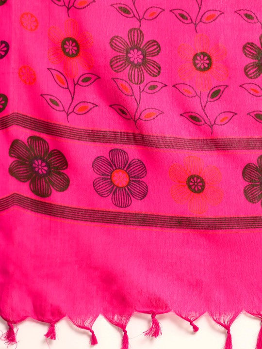 DESH BIDESH Floral Pure Cotton Taant Saree