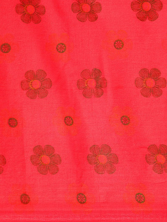 DESH BIDESH Floral Pure Cotton Taant Saree