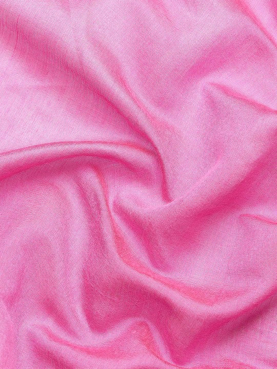 DESH BIDESH Ghicha Cotton Colourblocked Saree: Elegant Pink & Blue with Solid Border