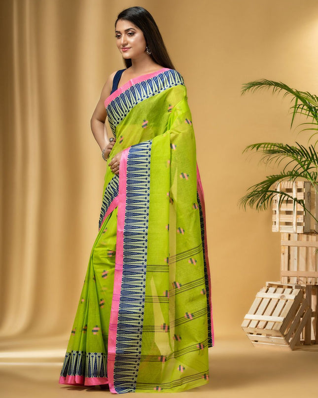 DESH BIDESH Ethnic Motifs Woven Design Pure Cotton Taant Saree