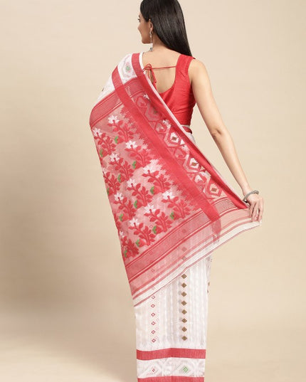 DESH BIDESH Ethnic Motifs Pure Cotton Jamdani Saree