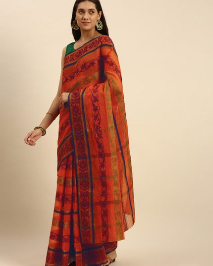 DESH BIDESH Woven Design Pure Cotton Taant Saree