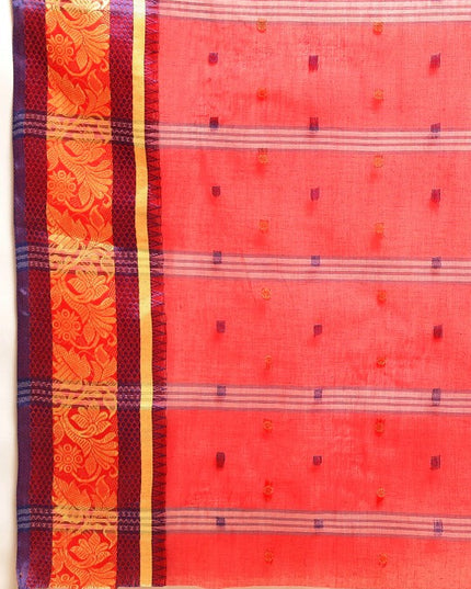 DESH BIDESH Red Ethnic Motifs Pure Cotton Taant Saree