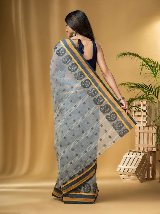 DESH BIDESH Paisley Woven Design Pure Cotton Taant Saree