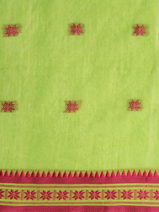 DESH BIDESH Woven Design Floral Pure Cotton Taant Saree