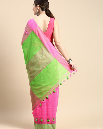DESH BIDESH Woven Design Pure Cotton Taant Saree
