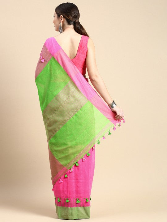 DESH BIDESH Woven Design Pure Cotton Taant Saree