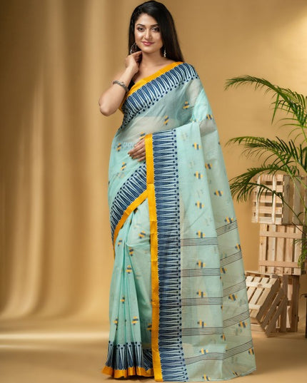 DESH BIDESH Geometric Woven Design Pure Cotton Taant Saree