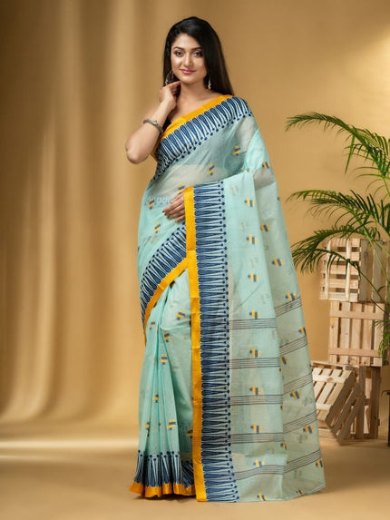 DESH BIDESH Geometric Woven Design Pure Cotton Taant Saree