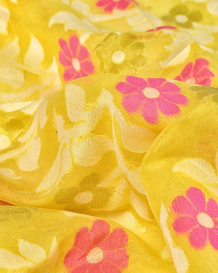 DESH BIDESH Floral Woven Design Pure Cotton Jamdani Saree