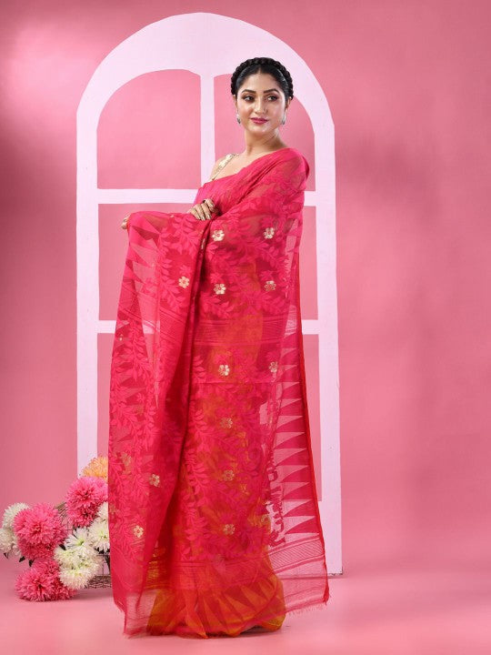 DESH BIDESH Woven Design Pure Cotton Taant Saree