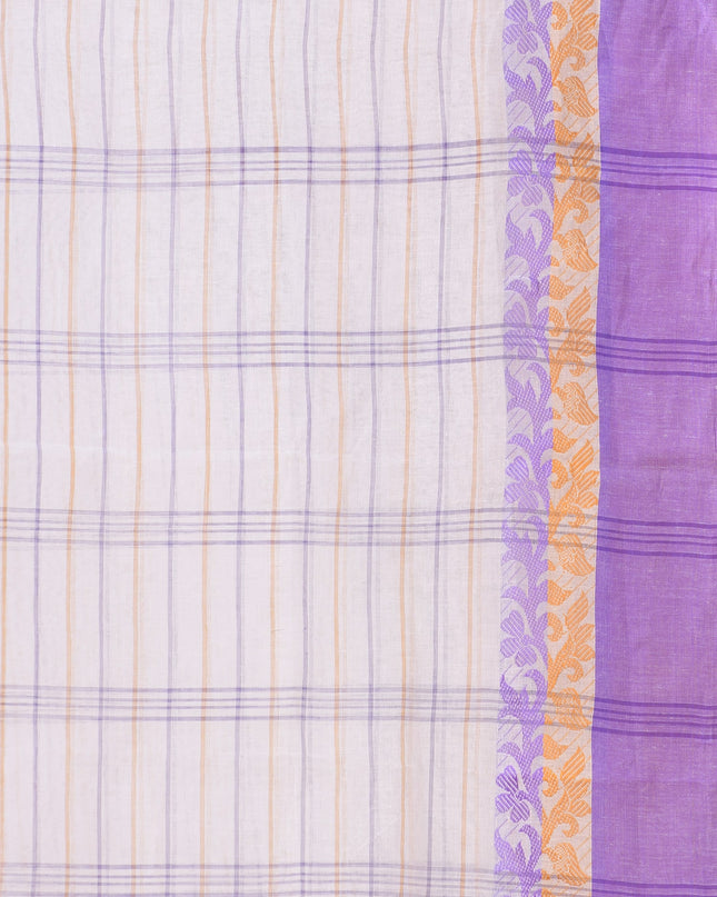 Women Tant cotton saree for woman party, wear sarees cotton georgette handloom wedding new chiffon collection sarees for women latest, Chitralekha design (Purple Orange)