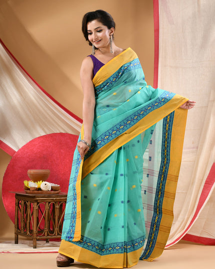 Women cotton saree for woman party, wear sarees for women tant cotton handloom chiffon silk sarees for women latest, Manirekha design (Turquoise)