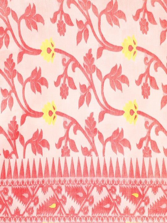 DESH BIDESH Woven Design Ethnic Motifs Pure Cotton Jamdani Saree