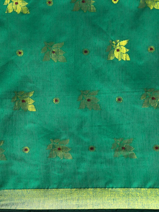DESH BIDESH Floral Zari Taant Saree