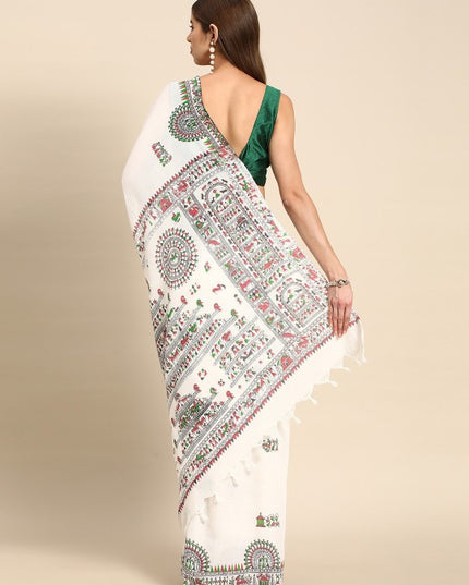 DESH BIDESH Warli Pure Cotton Taant Saree