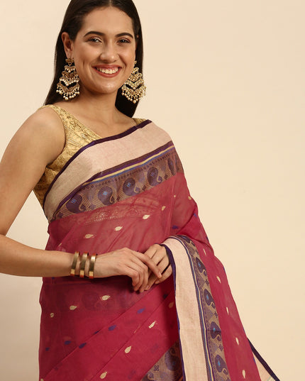 DESH BIDESH Woven Design Pure Cotton Taant Saree