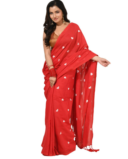 dB DESH BIDESH Women`s Soft Cotton Linen Embroidery Work Saree Mul Cotton Saree For Woman Dilruba Latest, Design Sarees With Blouse Piece