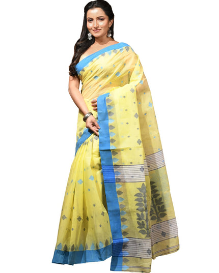 dB DESH BIDESH Women Traditional Bengal Handloom Cotton Tant Saree For Women Forest Design Border | Pure Cotton Saree For Woman Latest, Design Sarees For Women Without Blouse Piece