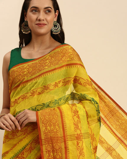 DESH BIDESH Woven Design Pure Cotton Taant Saree
