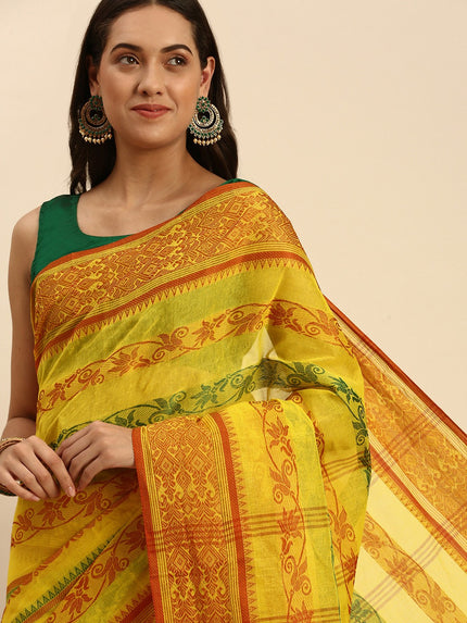DESH BIDESH Woven Design Pure Cotton Taant Saree