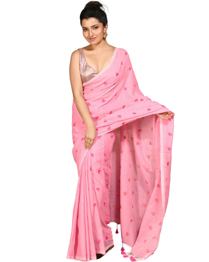 dB DESH BIDESH Women`s Soft Cotton Linen Embroidery Work Saree Mul Cotton Saree For Woman Dilruba Latest, Design Sarees With Blouse Piece