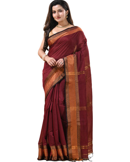dB DESH BIDESH Women's Soft Silk Saree For festival Party, Wear Cotton Silk Noor-E-Rang Gold Zari Border Style Sari With Blouse Piece