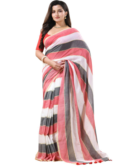 dB DESH BIDESH Women`s Cotton saree for woman Rangili Design Gold Zari Tone Daily Office Party, Wear Soft Cotton Silk Saree With Blouse Piece