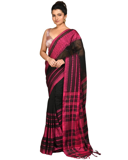 dB DESH BIDESH Women`s Cotton Linen Sarees For Women Nakshipar Design Bengal Handloom Mulmul Cotton Saree for women with unstitched Blouse Piece