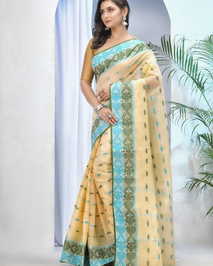 DESH BIDESH Ethnic Motifs Pure Cotton Taant Saree
