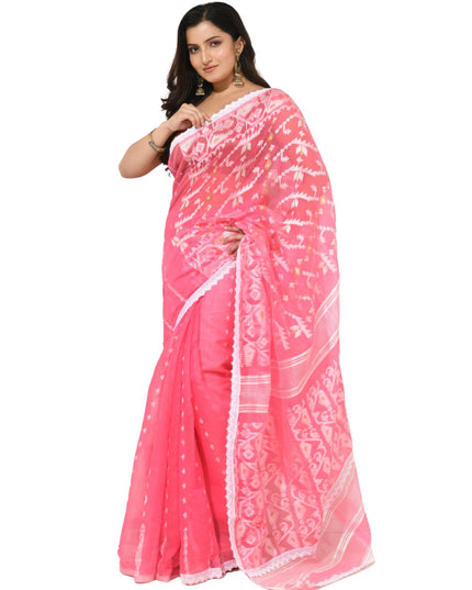 dB DESH BIDESH Women's Cotton Silk Soft Jamdani Saree Fancy Lace Border Jamdani Sarees For Women Without Blouse Piece