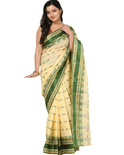 dB DESH BIDESH Women Traditional Pure Handloom Tant Cotton saree for woman KolkaMandir Latest, Design Without Blouse Piece