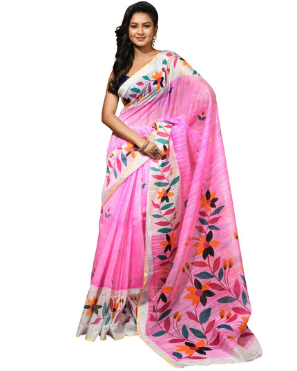 dB DESH BIDESH Women`s Saree for Woman Cotton Blend Bonolika Printed Soft Silk Cotton Silk Daily Office wear Women Saree with Blouse Piece