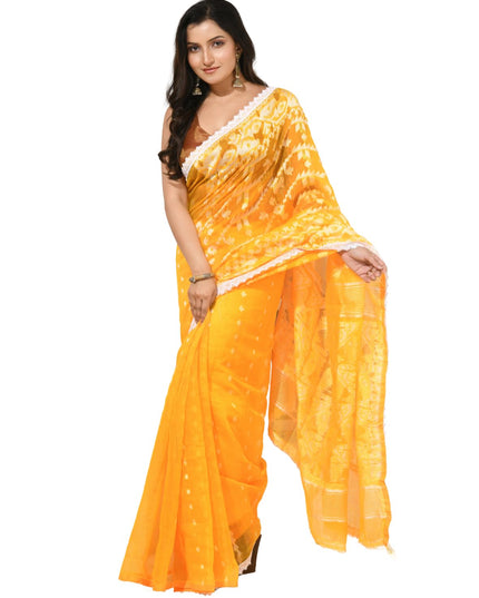 dB DESH BIDESH Women's Cotton Silk Soft Jamdani Saree Fancy Lace Border Jamdani Sarees For Women Without Blouse Piece