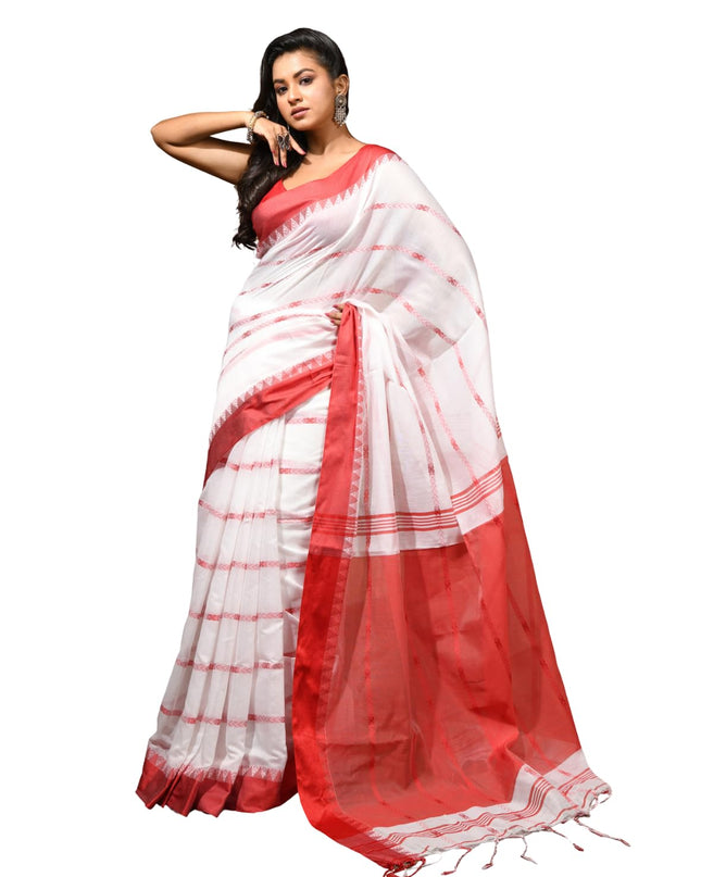 dB DESH BIDESH Women`s Pure Soft Spun Cotton Lichi Silk Saree For Women Jharna Rekha Latest, New Woven Design Unstitch Blouse Piece | Saree for woman