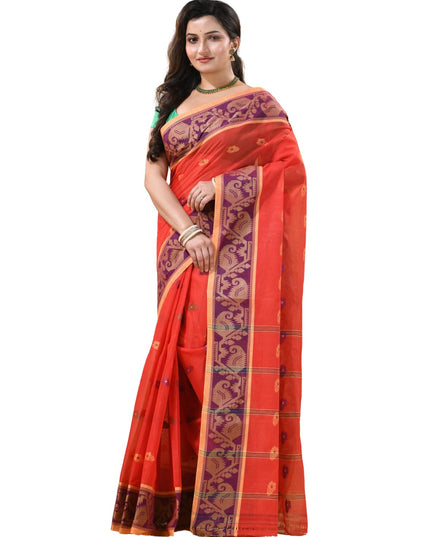 dB DESH BIDESH Cotton Saree For Woman Kolka Loom Design Border Traditional Tant Handloom Cotton Saree For Women Latest, Design Daily Wear Sari for Women Without Blouse Piece