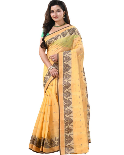 dB DESH BIDESH Cotton Saree For Woman Karupallav Design Border Traditional Tant Handloom Cotton Saree For Women Latest, Design Daily Wear Sari for Women Without Blouse Piece