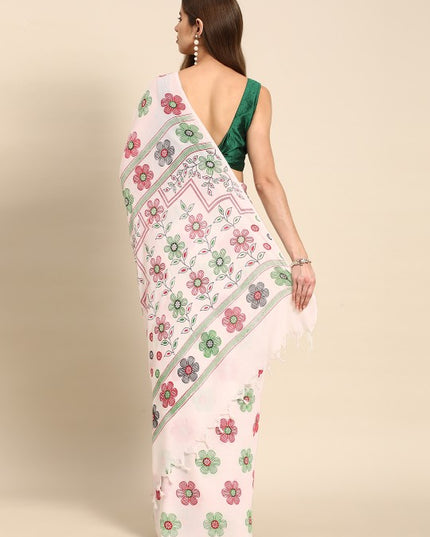 DESH BIDESH Floral Pure Cotton Taant Saree