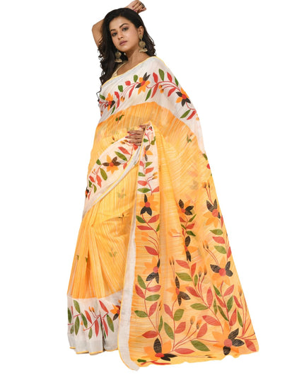 dB DESH BIDESH Women`s Saree for Woman Cotton Blend Bonolika Printed Soft Silk Cotton Silk Daily Office wear Women Saree with Blouse Piece
