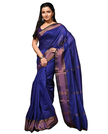 dB DESH BIDESH Women's Soft Silk Saree For festival Party, Wear Cotton Silk Noor-E-Rang Gold Zari Border Style Sari With Blouse Piece