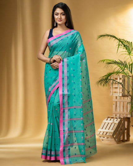 DESH BIDESH Ethnic Motifs Woven Design Pure Cotton Taant Saree