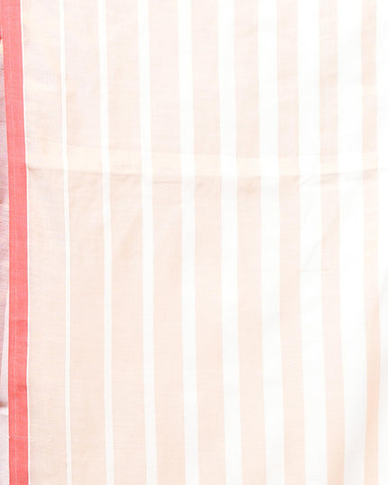 Linen Party Wear White Red Golden Saree