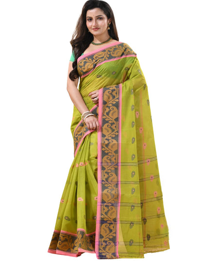 dB DESH BIDESH Cotton Saree For Woman Kolka Loom Design Border Traditional Tant Handloom Cotton Saree For Women Latest, Design Daily Wear Sari for Women Without Blouse Piece