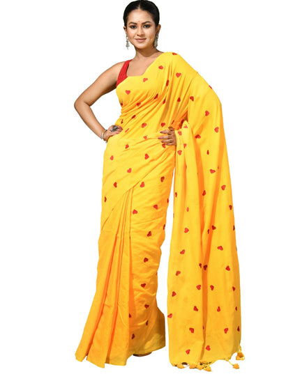 dB DESH BIDESH Women`s Soft Cotton Linen Embroidery Work Saree Mul Cotton Saree For Woman Dilruba Latest, Design Sarees With Blouse Piece