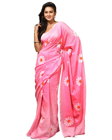 dB DESH BIDESH Women`s Mul Cotton Sarees Soft Fancy Phoolpari Latest, Design Party, Wear Cotton New Linen Saree For Woman With Blouse Piece (Baby Pink)
