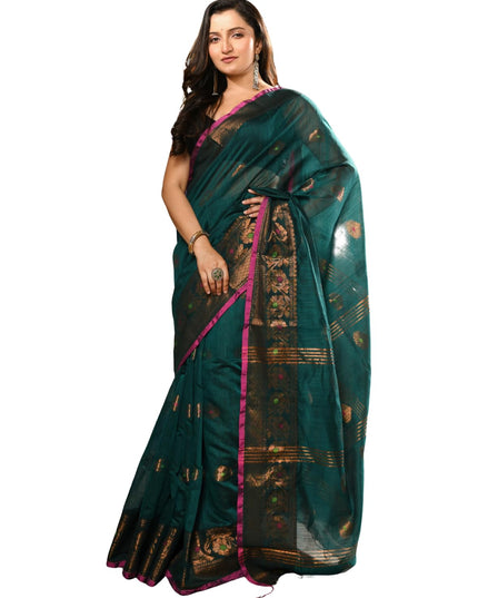 dB DESH BIDESH Women`s Pure Soft Silk Kanjivaram Kanchipuram Silk Saree With Varnikha Party, Wear Design With Blouse Piece For Wedding