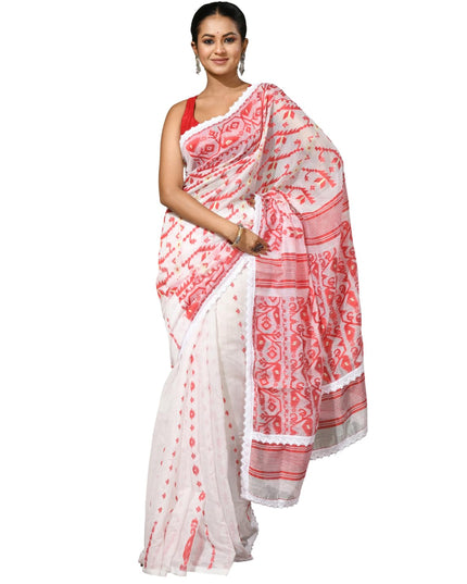dB DESH BIDESH Women's Cotton Silk Soft Jamdani Saree Fancy Lace Border Jamdani Sarees For Women Without Blouse Piece