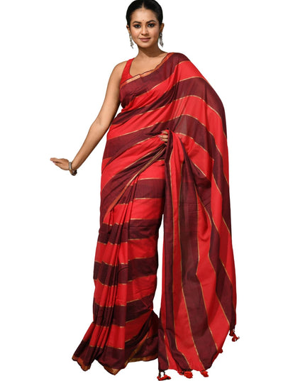 dB DESH BIDESH Women`s Cotton saree for woman Rangili Design Gold Zari Tone Daily Office Party, Wear Soft Cotton Silk Saree With Blouse Piece